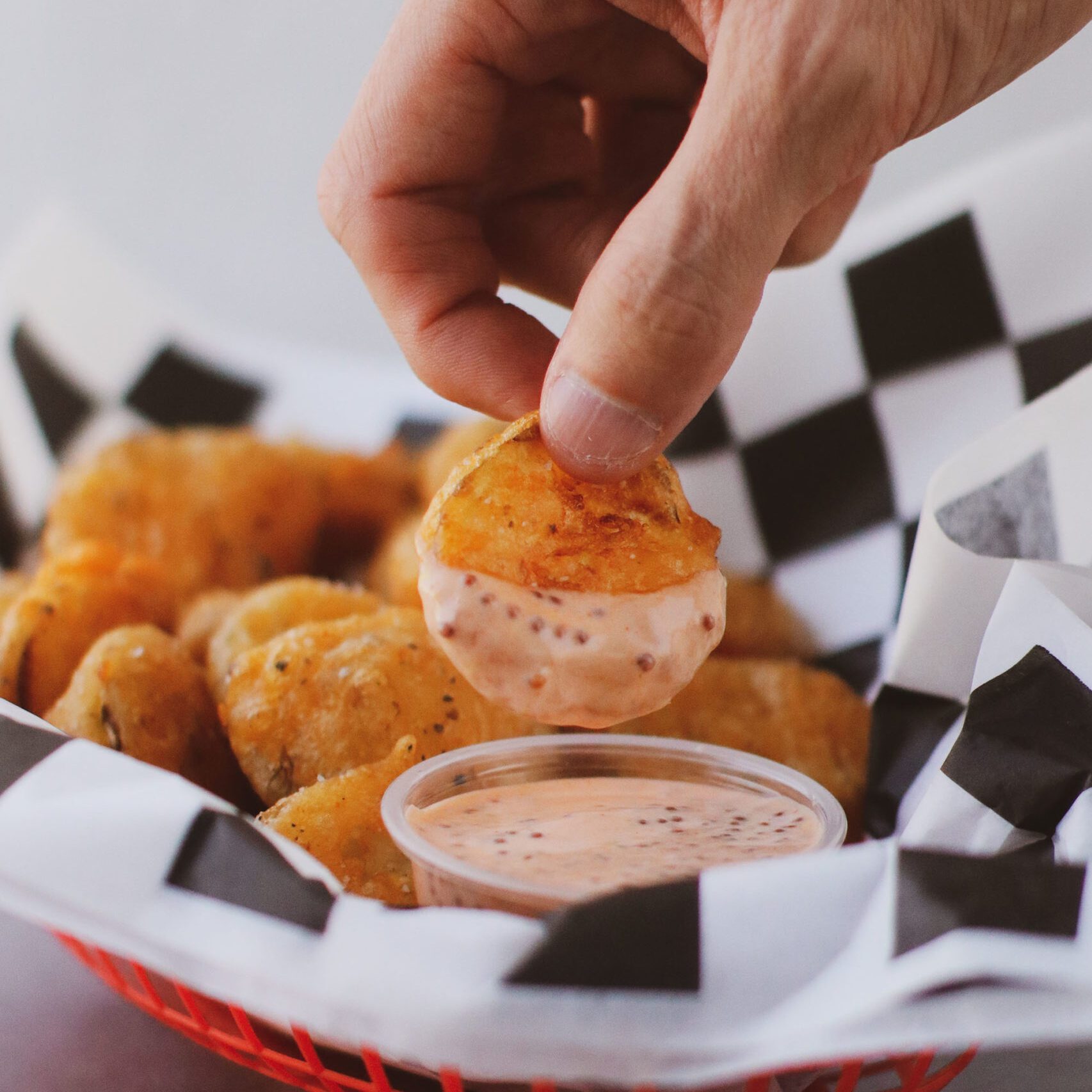 Fried Pickles with Buffalo Mustard Aioli