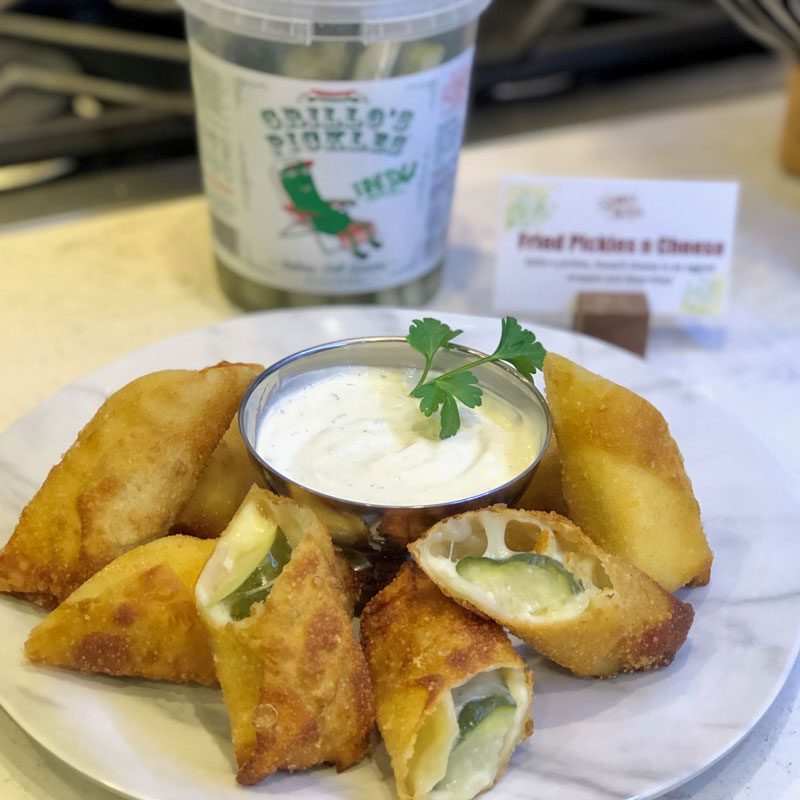 Fried Cheesy Pickle Egg Rolls